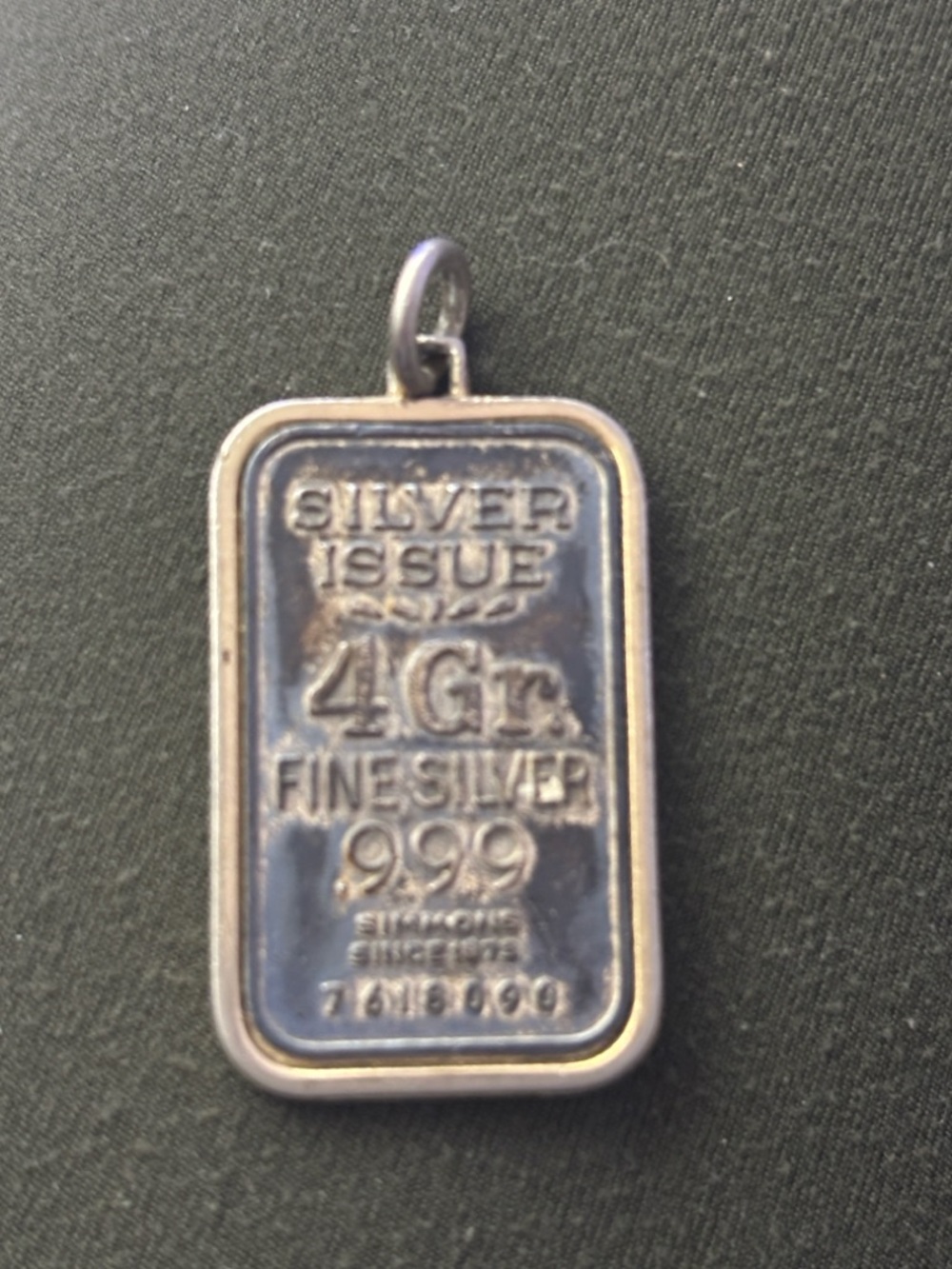 Silver Issue 4 Grams Fine Silver 999 Simmons Since 1873 Bar Charm